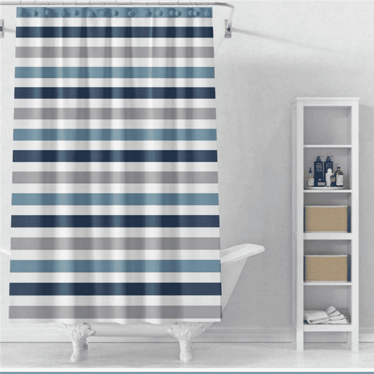 Geometric Simple PEVA Shower Curtain Water Repellent Reusable Bath Curtain